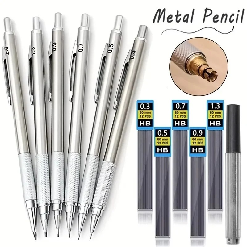 Mechanical Pencil 0.3 - Set Pensil Mekanik Full Metal 0.3/0.5/0.7/0.9/1.3/2.0/3.0